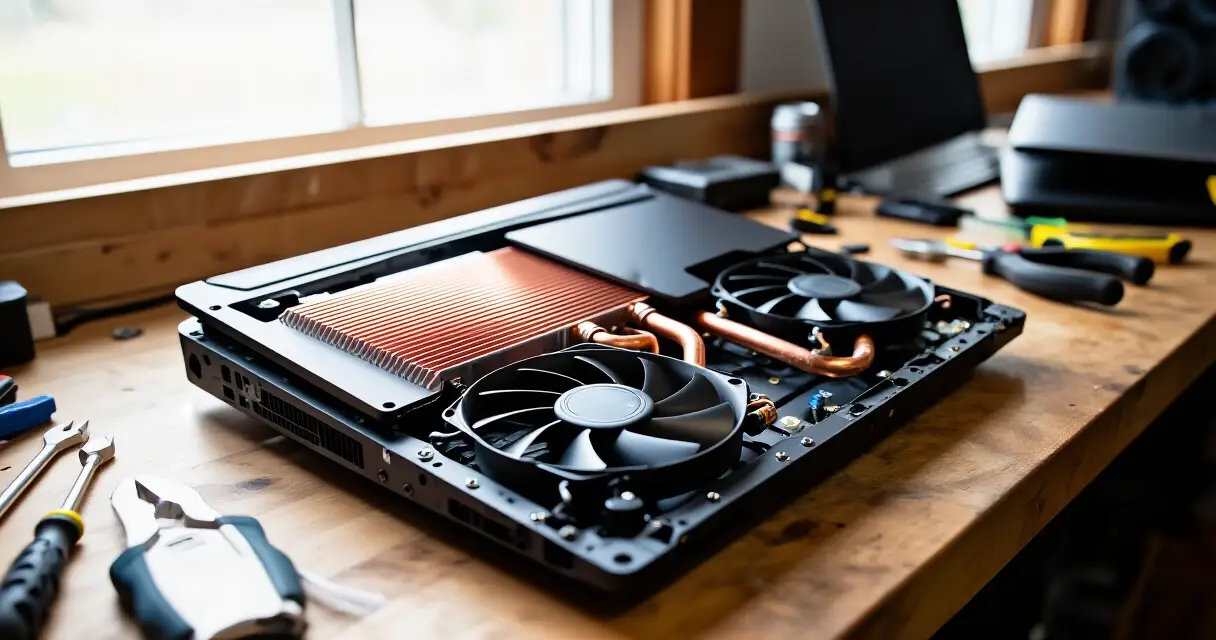 RTX 5070 Ti peliläppärin höyrykammio-jäähdytysjärjestelmä avattuna